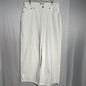 Abercrombie & Fitch Wide Leg Jeans White High Rise Size 12 Short 31 Casual